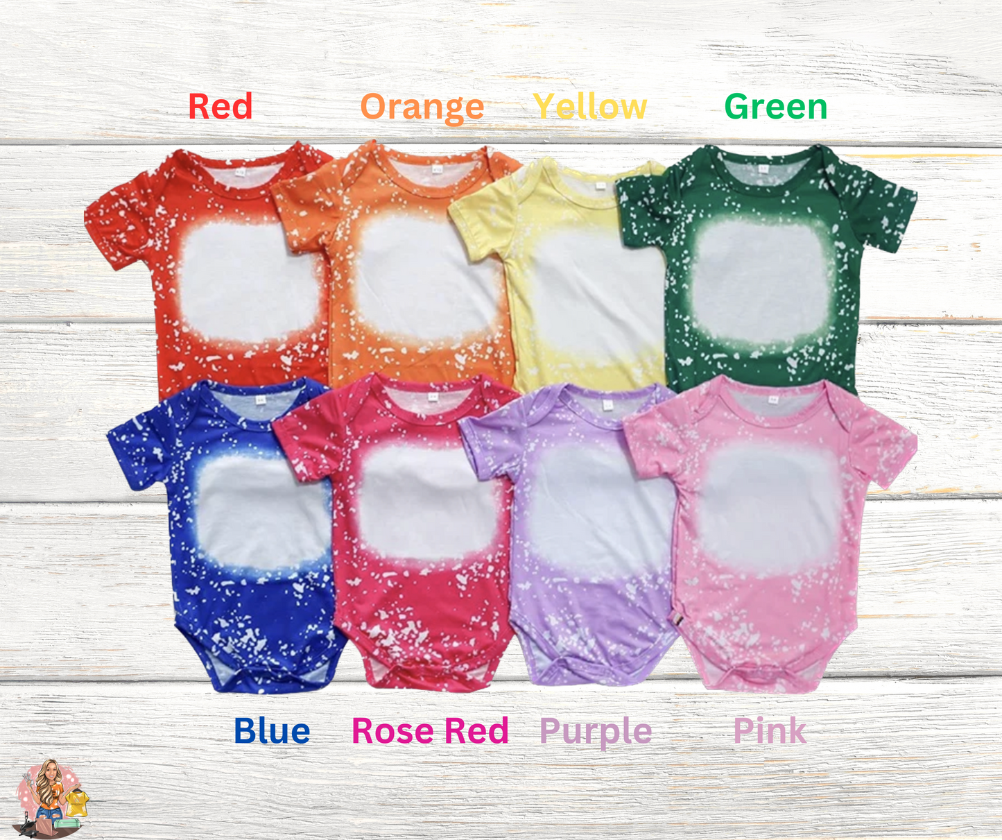 Faux bleached sublimation baby onesie