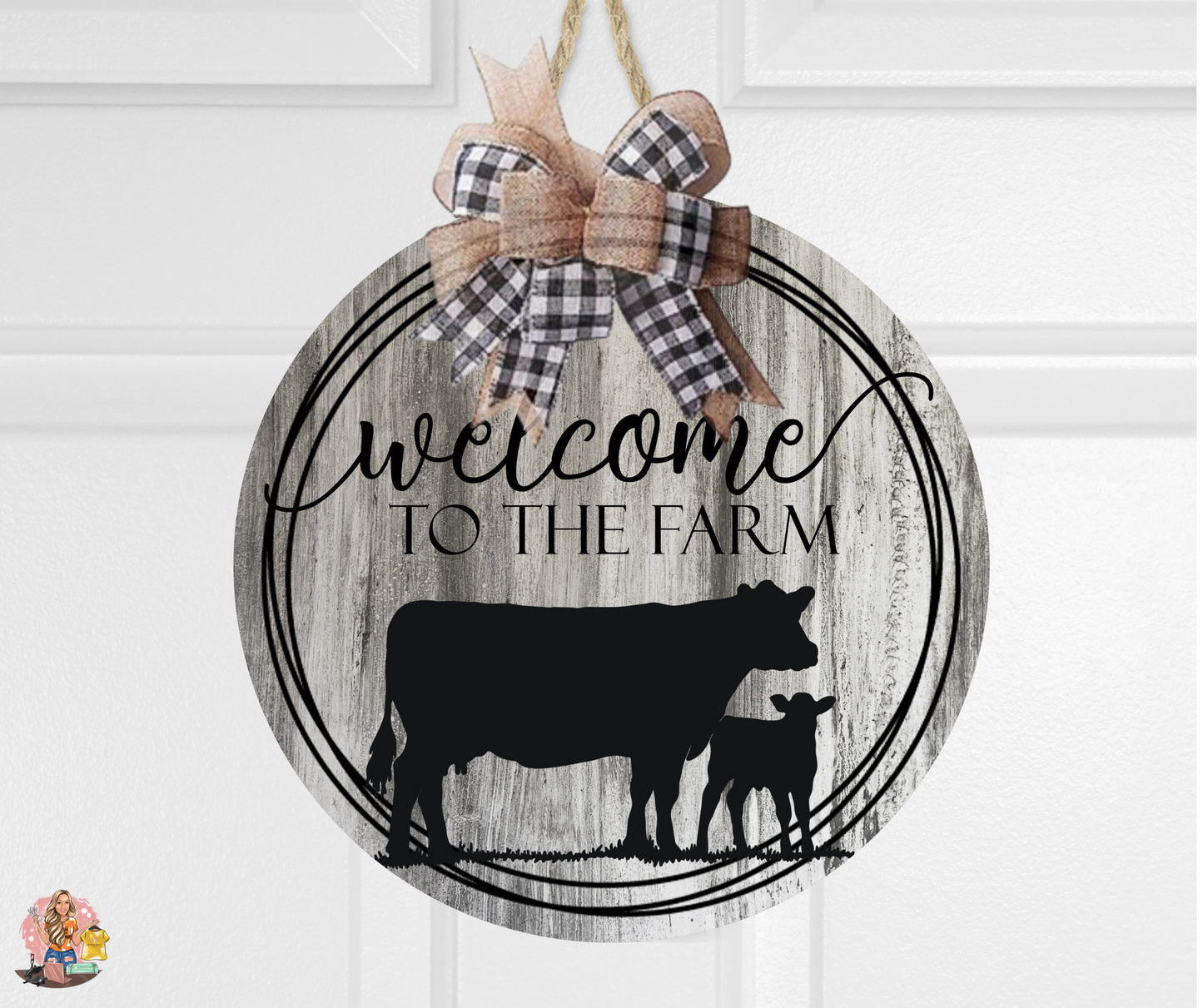 12" White Wood Round Sign