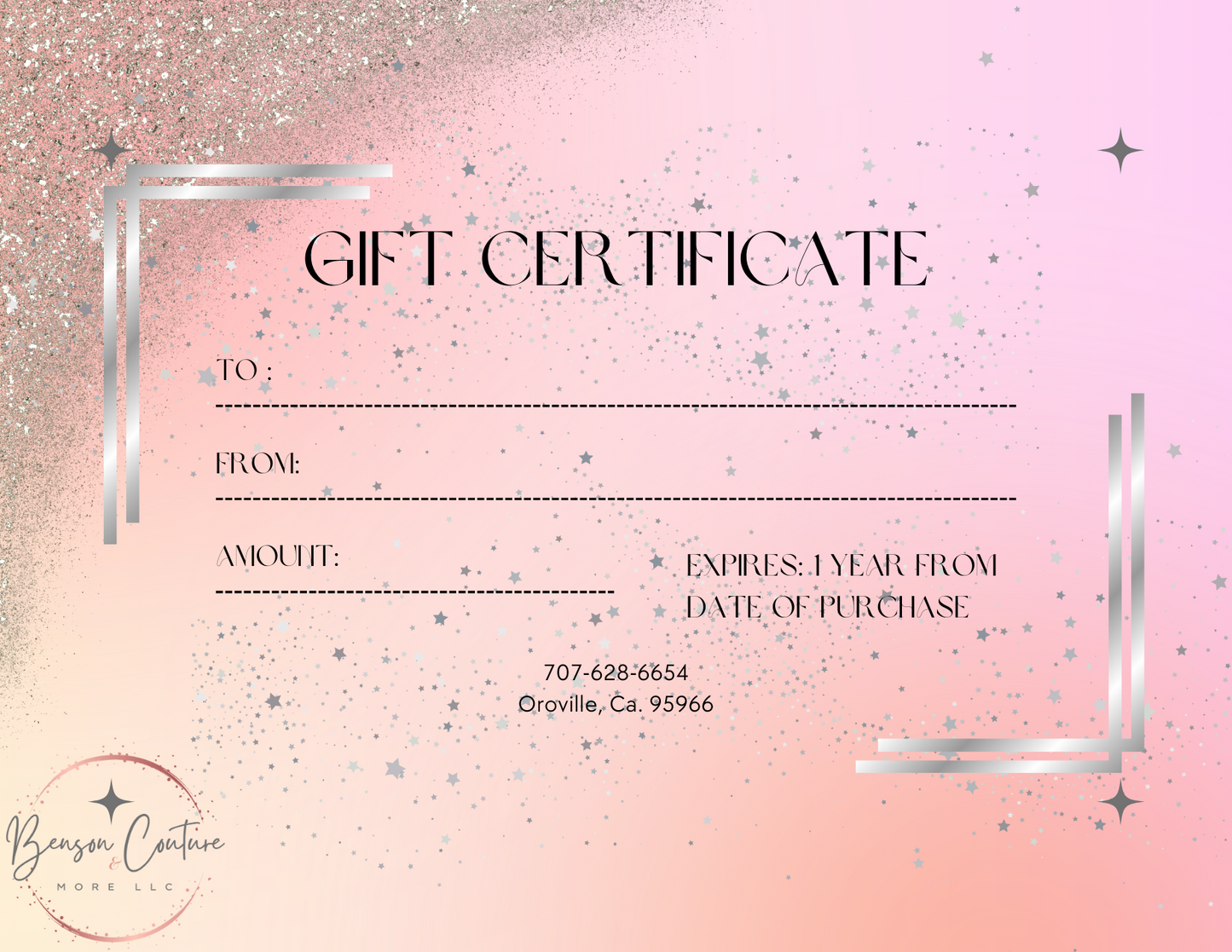 Benson Couture & More LLC Gift Certificate