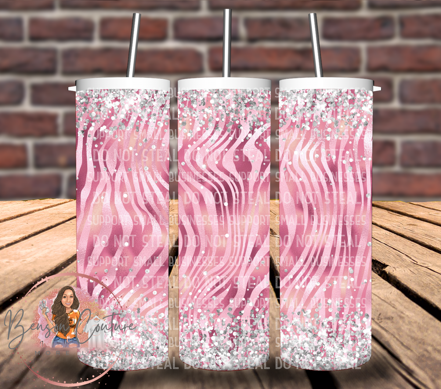 Pink Zebra with Glitter