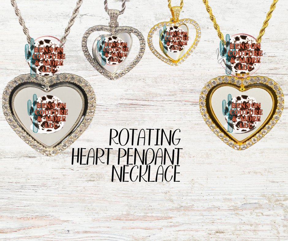 Sublimation Rotating Heart Necklace