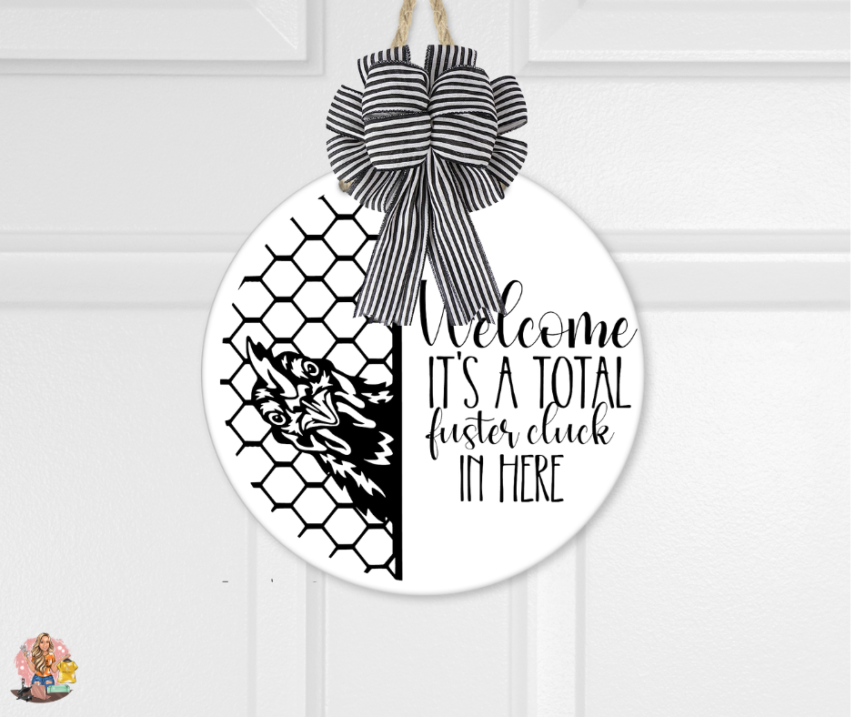 12" White Wood Round Sign