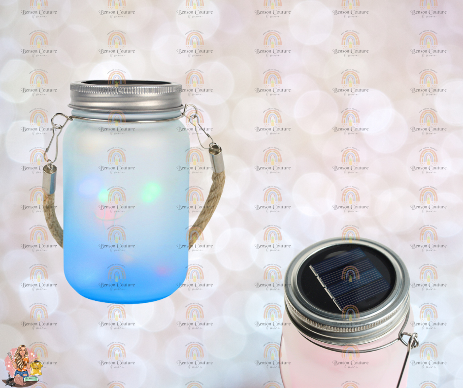 15Oz Solar Fairy Light Sublimation Glass Lantern with Rope Hanger