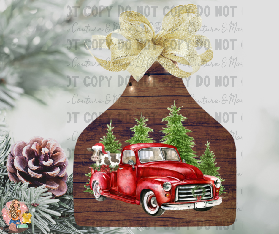 Christmas custom designed 12”x14” Cattle Tag Wall Hanger