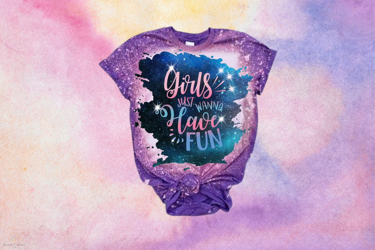 Girls Just Wanna Have Fun-Bleached Sublimation T-Shirt