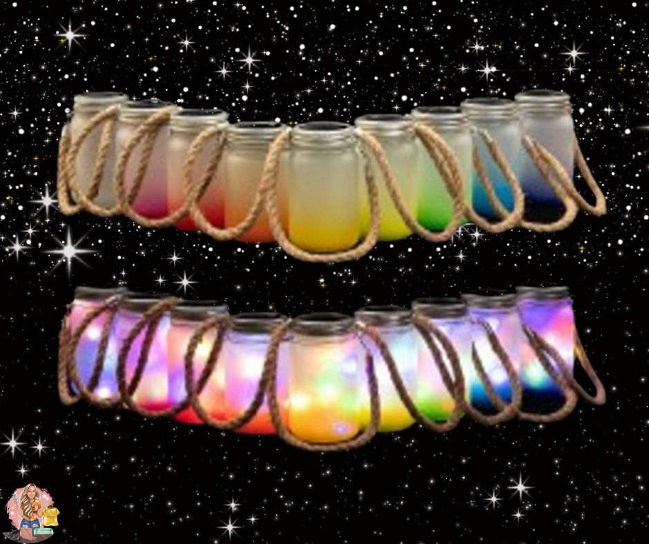 15Oz Solar Fairy Light Sublimation Glass Lantern with Rope Hanger
