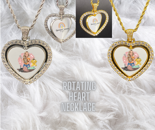 Sublimation Rotating Heart Necklace