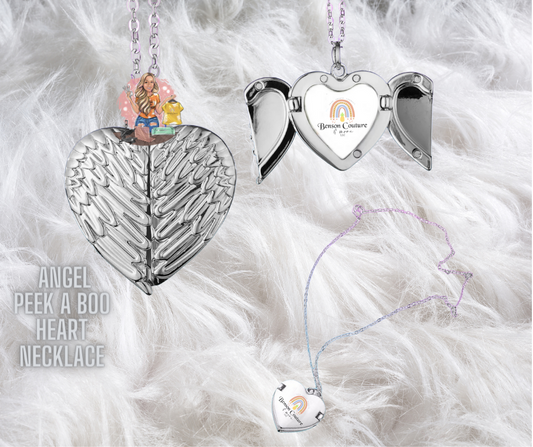 Sublimation Angel Peek A Boo Heart Necklace