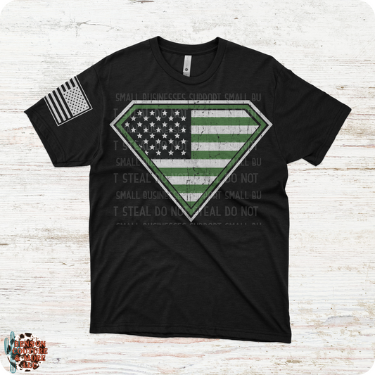 American Flag Shield-Green