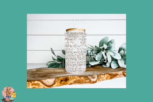 Tan Cheetah Print-Beer Can Glass